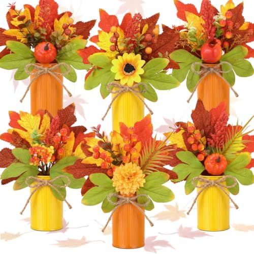 Suncalla 6 Pack Fall Table Centerpieces Decor in Metal Pots, Yellow by Unknown