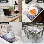 Hummingbird Spring Placemats Set of 6, 12x18 Inch Summer Bird Table Place Mat Floral Flower Washable Non-Slip Heat Resistant Fabric Placement Mats for Dining Kitchen Indoor Outdoor Decor - Image 5