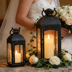NEEDOMO Lanterns Decorative Indoor&Outdoor, 20''/16''H Set of 2 Outdoor Lanterns for Porch,Metal Frame Candle Holders Hanging Lights with Glass, Spring, Fall, Christmas - Image 6
