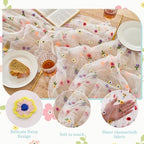 BINBE 12pcs Daisy Spring Table Runner Embroidery Gauze 10FT Florals Seasonal Tulle Holiday Birthday Kitchen Dining Table Decor for Home Party Ivory - Image 3