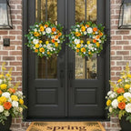 Spring Wreaths for Front Door Outside 24 Inch Yellow & White Spring Summer Wreath with Peony Rose Ranunculus Daffodil & Greenery, Indoor Outdoor Vibrant Hanging Season Decor for Wall Porch - Image 5