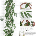 RECUTMS 4Pcs Artificial Silk Willow Leaves Vine Twigs 5.9Ft Green Garland - Image 3
