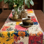 Reversible Patchwork Floral Quilted Table Runner, 13 x 72 Inch - Image 4