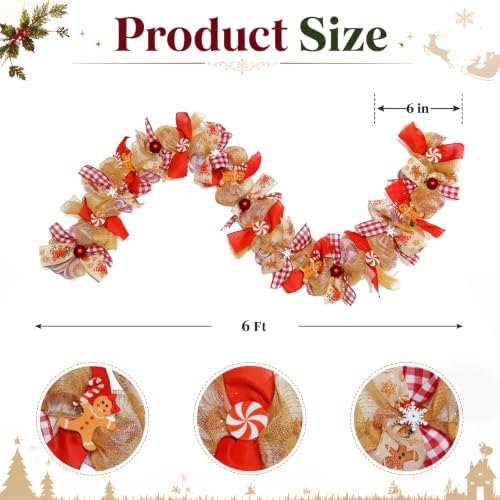 Christmas Gingerbread Garland, Farmhouse Garland for Mantel Decor - Image 3