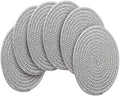6 Pack Cotton Woven Placemats, 13.8 inches Round Plate Chargers Grey Thick Placemat Set Cotton Rope Braided Tablemats Rattan Tablemats Rustic Weave Placemats for Dining Table by WENFOME