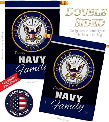 Breeze Decor HS108412-BO-03 Navy Proudly Family Americana Military Decorative Vertical House Flag Set, 28"x 40" w/Flagpole, Multi-Color - Image 3