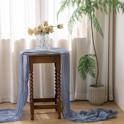 6Pcs Dusty Blue Cheesecloth Table Runner 120 Inches for Home Decorations - Image 6