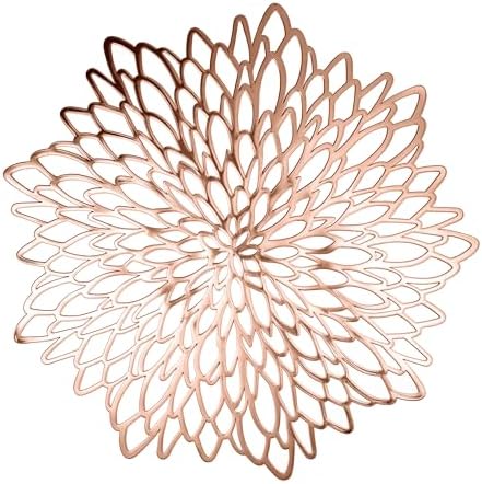 Set of 18 Round Placemats Rose Gold, Heat-Resistant PVC Table Mats with Luxury Metallic Glossy Finish for Thanksgiving Christmas Wedding Party Decor, Easy to Clean by Unknown