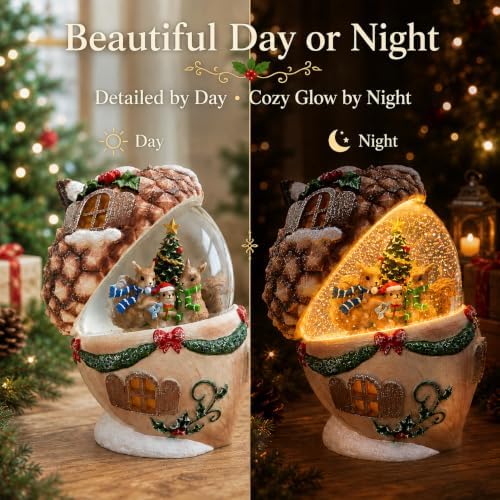 Christmas Snow Globe, Water Globe Acorn Squirrel Harvest Decor Lantern - Image 6