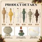 Colarr 15 Pcs Neutral Finial Christmas Ornaments Shatterproof Ball Decor - Image 3