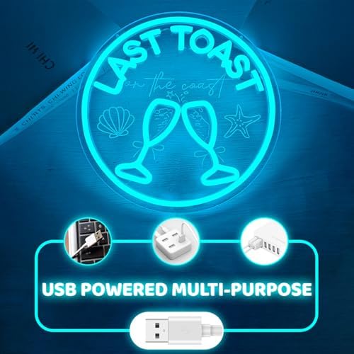FuugZze Last Toast on The Coast Neon Signs for Wall Decor Coastal Neon Lights for Bedroom Last Toast on The Coast Led Signs for Bedroom Wall Dimmable Light Up Sign for Bachelorette Party Decorations - Image 6