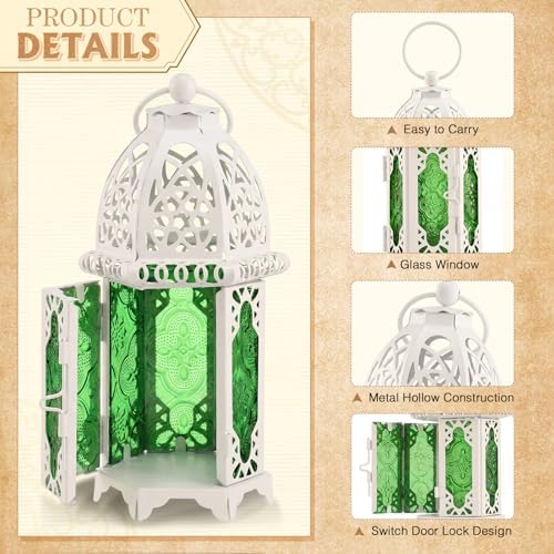 Mumufy 6 Pcs Moroccan Lantern Ramadan Lantern Eid Mubarak Decor, White - Image 3
