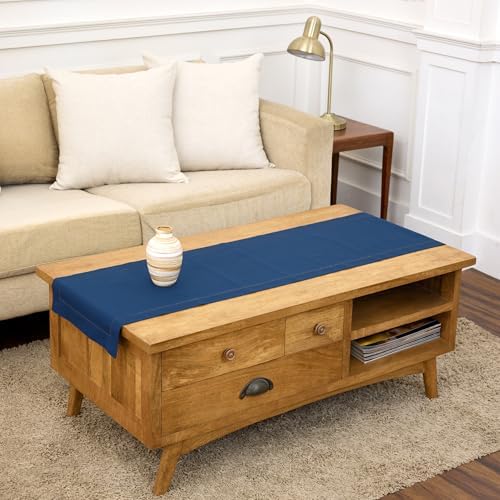 Solino Home Cotton Linen Table Runner Lapis Blue Woven, 14 x 60 in by SolinoHome