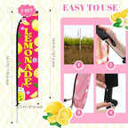 HunnmingRe 2 Set 15ft Pink Lemonade Feather Flag Kit, Large Advertising Swooper Flag Banner with Aluminum & Fiberglass Poles and Ground Stakes, High-visibility Outdoor Sign for Business, Store - Image 3