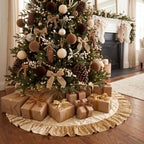 Velvet Christmas Tree Skirt, 60 Inches, Bow Style, Khaki - Image 5