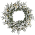 Nearly Natural 24 in Flocked Artificial Wreath with 50 LED Lights by NearlyNatural
