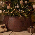 26in Rattan Christmas Tree Collar Woven Tree Skirt Collar Brown by Unknown
