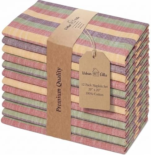 Urban Villa Cloth Napkins Cotton 20x20 (Set of 12) Harvestst Ripes by CottonTrends