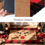 2-Piece Christmas Door Mat Set, Coir Front Door Mat & Red Black Plaid Mat - Image 7