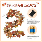 Artgar Fall Garland - 6 Ft Maple Leaf Pumpkin Berry Garland - Image 3