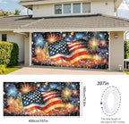 ANNA QUEEN Garage Door Banner 6x13FT, Large Patriotic Garage Door Cover with Flag & Fireworks Outdoor, Garage Decoration for Parties Home Decor - Image 3