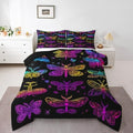 Butterfly Bedding Set, Trippy Ombre Dragonfly Comforter Set for Kids Girls Teens, Gradient Rainbow Butterflies Bedding Comforter Sets, Psychedelic Colorful Moth Quilt Halloween Bedroom Decor, Queen by Erosebridal