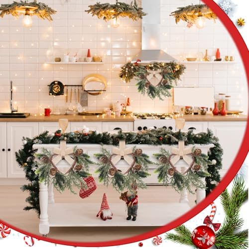 Dingion 6 Pcs 6" Cedar Christmas Mini Cabinet Wreaths for Kitchen - Image 5