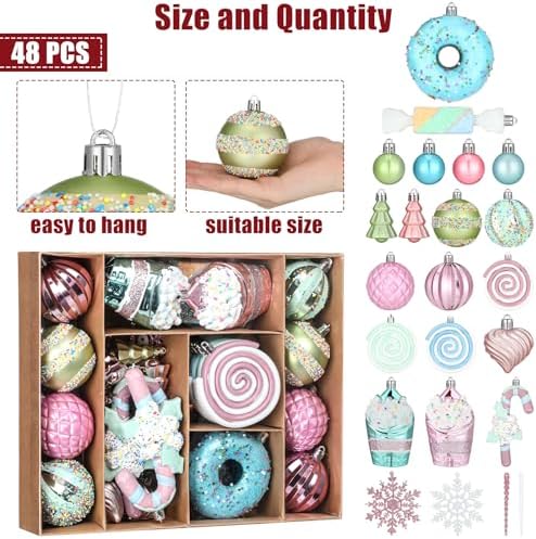 Halloscume 48 Pcs Christmas Tree Ornament Dessert Cupcake Candy, Vivid - Image 2
