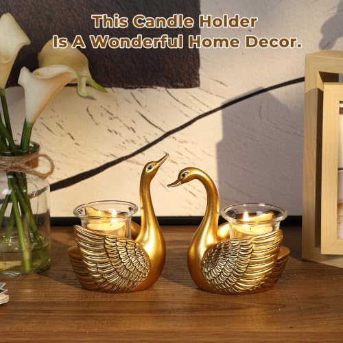 2Pcs Swans Tealight Candle Holder, Home Decor Gifts for Women Her Wife Mom - Image 5