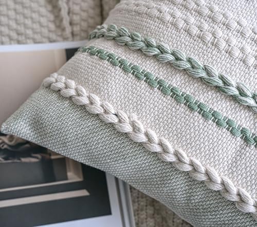 Cethom Boho Lumbar Pillow Covers 14x36 Inch Long, Sage Green Textured Decorative Couch Pillow Cases for Farmhouse Home Decor, Accent Cushion Cover for Sofa, Bed, Living Room, Bedroom, Pack of 1 - Image 5