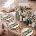 Jingmore 6 Pcs 15 Inch Handwoven Scalloped Placemat,Green - Image 4