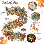 2PCS 6FT Fall Garland with Light(Pre-Lit) for Mantel, Arch, Indoor, Outdoor - Image 3