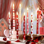 Lounsweer 8 Pcs Valentines Day Flameless Taper Candles 10 Inch LED Valentines Day Flameless Candle Pink Red and White Heart Battery Operated Long Unscented Candlesticks for Anniversary Party Table - Image 4