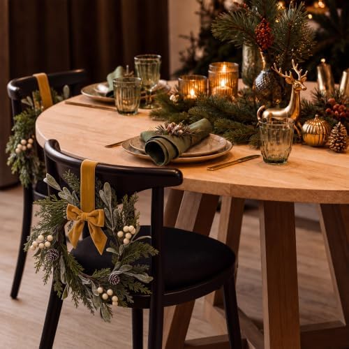 Riceshoot 12" Small Christmas Wreath for Chair Mini Cabinet Wreath with Bow - Image 3