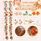 VIHOSE 2 Pack Fall Maple Leaves Thanksgiving Garland 11.5ft, White - Image 2