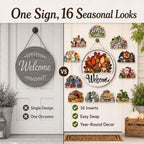 16PCS Interchangeable Welcome Sign for Front Door Seasonal Magnetic Wooden (#5-2pcs) - Image 6