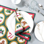 FINGERCRAFT Cloth Napkins Set of 12 Cotton Blend, 20x20, Vintage Christmas - Image 4