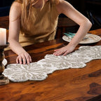 CLEENTABLE Beaded Table Runner, White Silver, 36x13 - Image 4