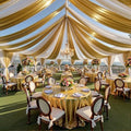 10 Panels 5ft(W) x 20ft(H) Gold Backdrop Curtain for Wedding Parties by PartyVillage