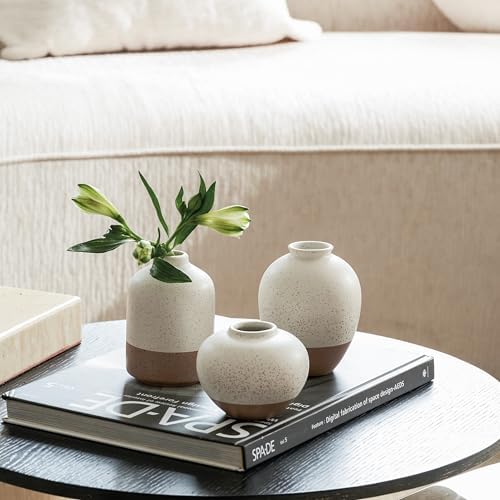 DN DECONATION Flower Vase Set of 3, Small Ceramic Vase Farmhouse Home Decor - Image 5