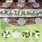 Aneco 4‑Pack 6 Ft White Artificial Eucalyptus Rose Garland Vine - Image 2
