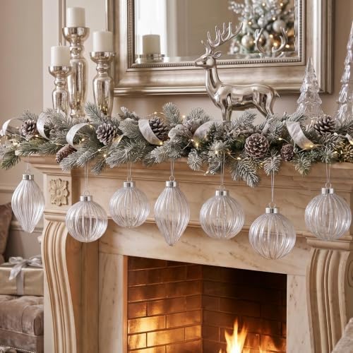 Civaner 9 Pcs Vintage Neutral Christmas Ball Ornaments, Silver - Image 4
