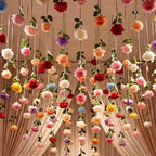 Lyrow 120 Pack Artificial Flower Hanging Flowers Ornament Floating Garland Ceiling Strings for Wedding Anniversary Engagement Marriage Proposal Floral Birthday Party Decor (Rose,Colorful) - Image 5