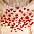 Norme 16pcs 31.4 Inch Red Rose Hanging Garland Crystal Beaded String Garland Artificial Rose Flower Decor for Mother's Day Ceiling Wedding Engagement Bridal Shower Party Decorations by Norme