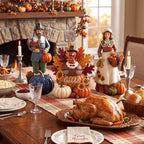 Simgoing 3 Pcs Fall Thanksgiving Figurine Resin Turkey Pilgrims Table Decor - Image 4