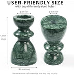 Green Marble Candlestick Holders - Stone Candle Sticks Holder Decor, Decorative Modern Candle Stands Multi-Purpose for Taper/Pillar/Tealight/Scented Candles - Image 2