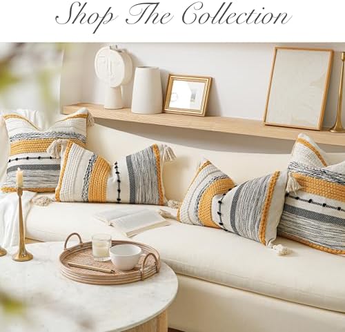 BlissBlush Decorative Lumbar Throw Pillow Cover 12x20 Boho Yellow Mustard Accent Cushion for Couch Sofa Farmhouse Pillowcase for Bedroom Living Room Home Décor Cover ONLY - Image 5
