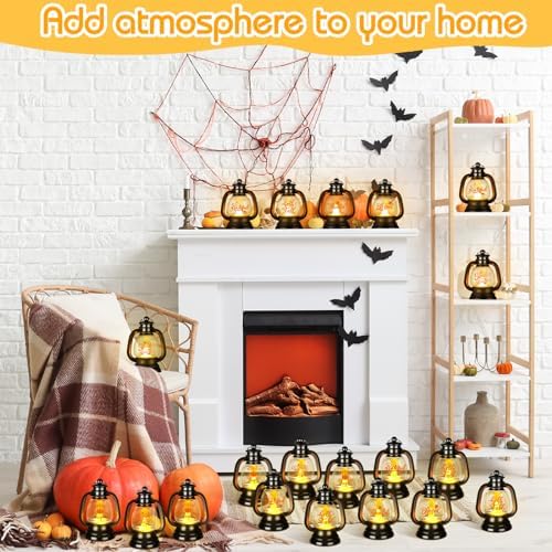 Ferraycle 24 Pcs Fall Mini Lantern Decor, 4" Thanksgiving Pumpkin Lantern - Image 4