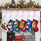 BHD BEAUTY Christmas Stocking 6 Pack Green Blue Red Velvet Embroidery Pattern Soft Faux Fur for Family Decorations Hanging Ornament for Xmas Holiday Party by bhdbeauty
