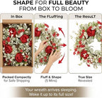 20 Inch Red Peony Wreath for Front Door, Romantic Lambs Ear Greenery with White Flowers, Elegant Wedding Decor, Spring Summer Artificial Floral Wall Accent - Image 5